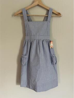 NWT Nantucket Kids Seersucker Pinafore Dress - Blue & White - Girls Size 7